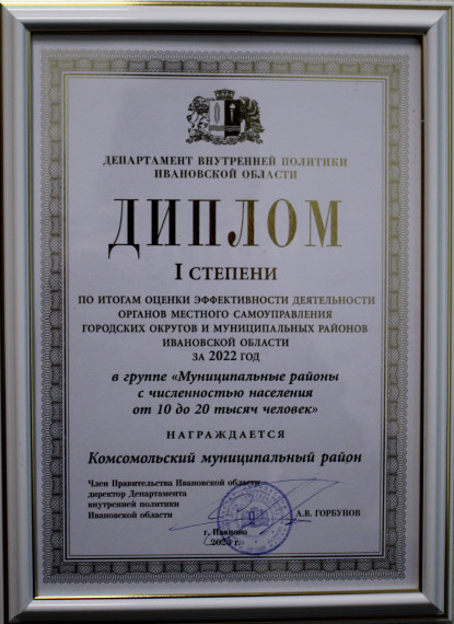 Комсомольский муниципальный район в группе «Муниципальные районы с численностью населения от 10 до 20 тысяч человек» занял I место.. Комсомольский муниципальный район в группе «Муниципальные районы с численностью населения от 10 до 20 тысяч человек» занял I место..